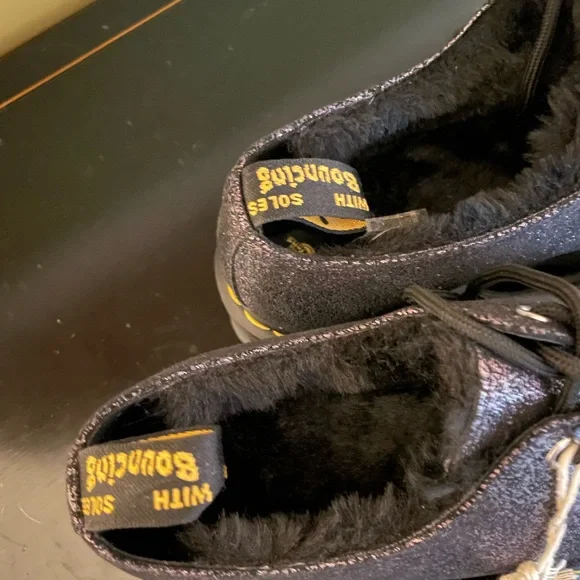 Dr. Martens Women's Glitter Loafers - Black and Silver - Picture 4 of 6